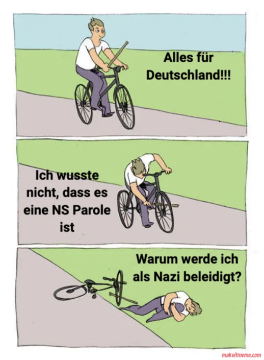 Typ fährt mit Stock in eigene Speichen – „Alles für Deutschland!!!“